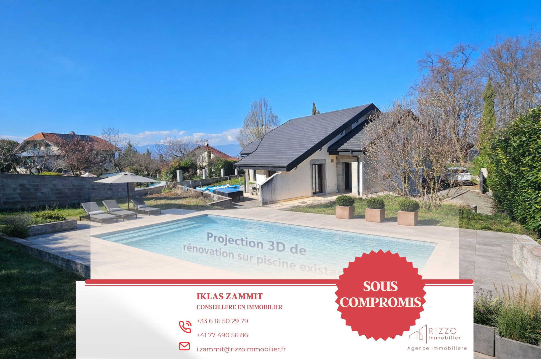 Massongy (Douvaine(, maison avec piscine et potentiel de 180m2 bâtie sur 1174m2