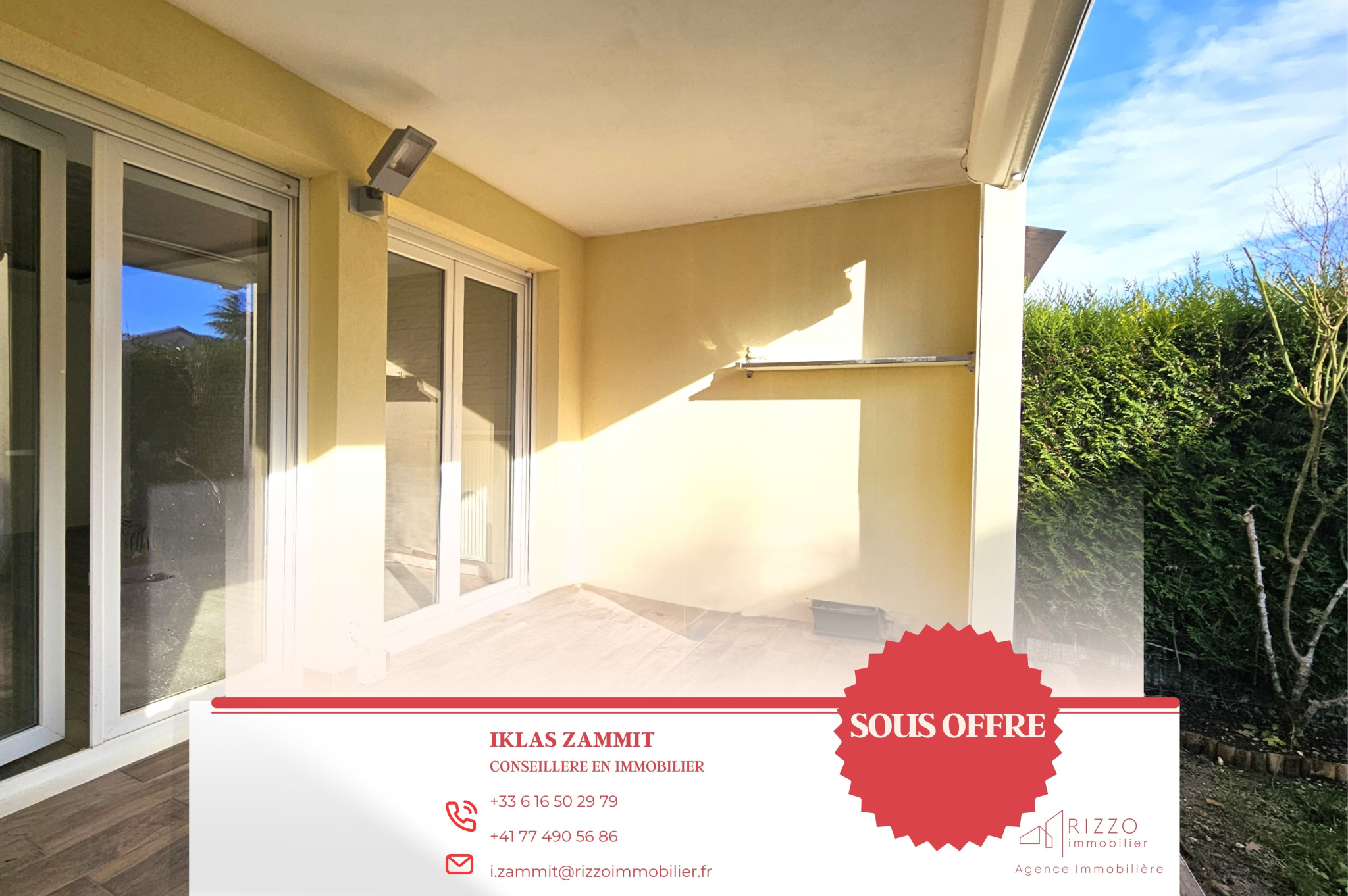 Sergy, T3 de 71.3m2 en RDJ, garage + parking ext.